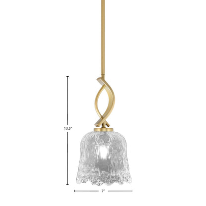 Toltec Cavella 7in 1-Light Mini Pendant | New Age Brass and Clear Lava Glass | Kitchen Island & Dining Room | 7 x 13.5 in | Model 3901-NAB-4230