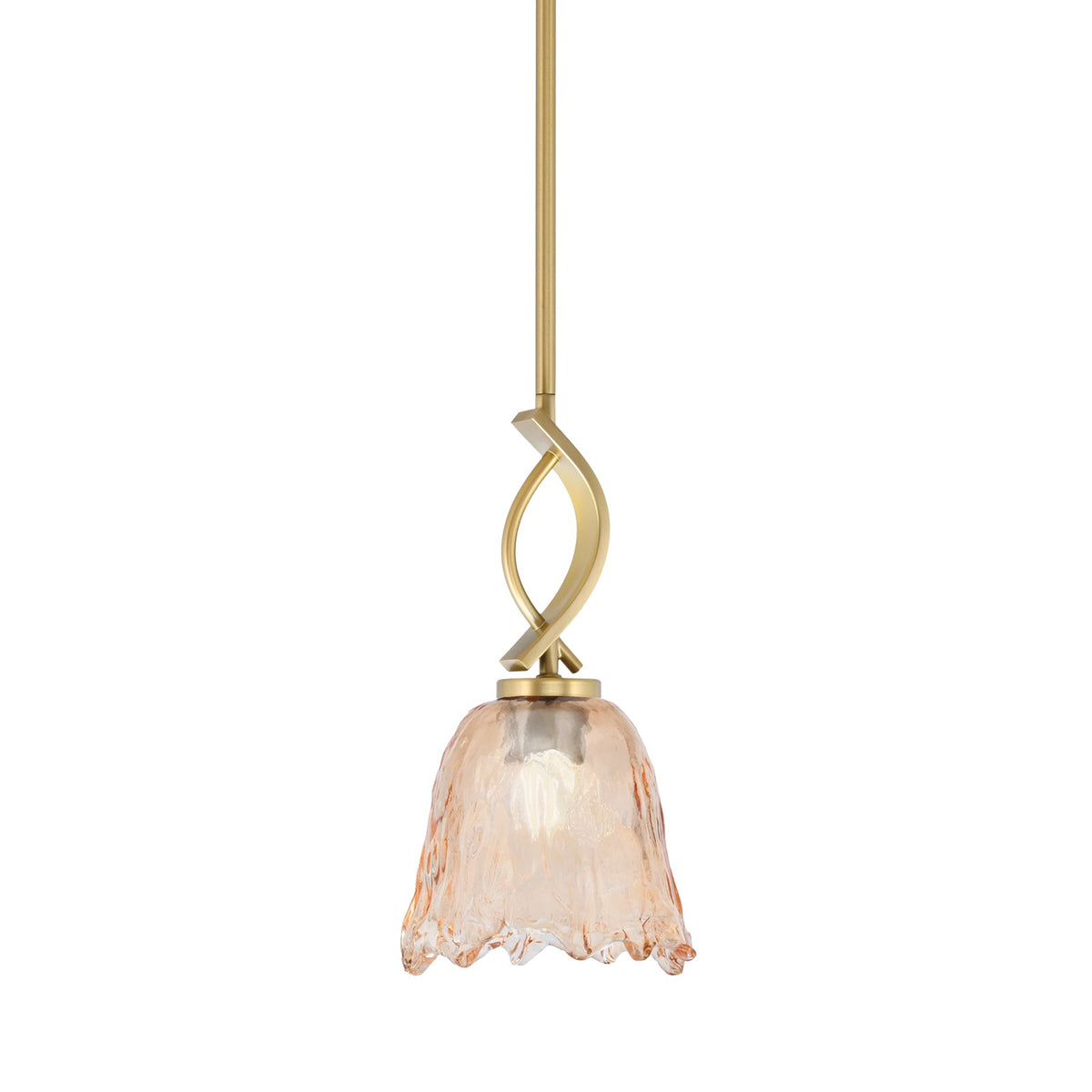 Toltec Cavella 7in 1-Light Mini Pendant | New Age Brass and Amber Lava Glass | Kitchen Island & Dining Room | 7 x 13.5 in | Model 3901-NAB-4233