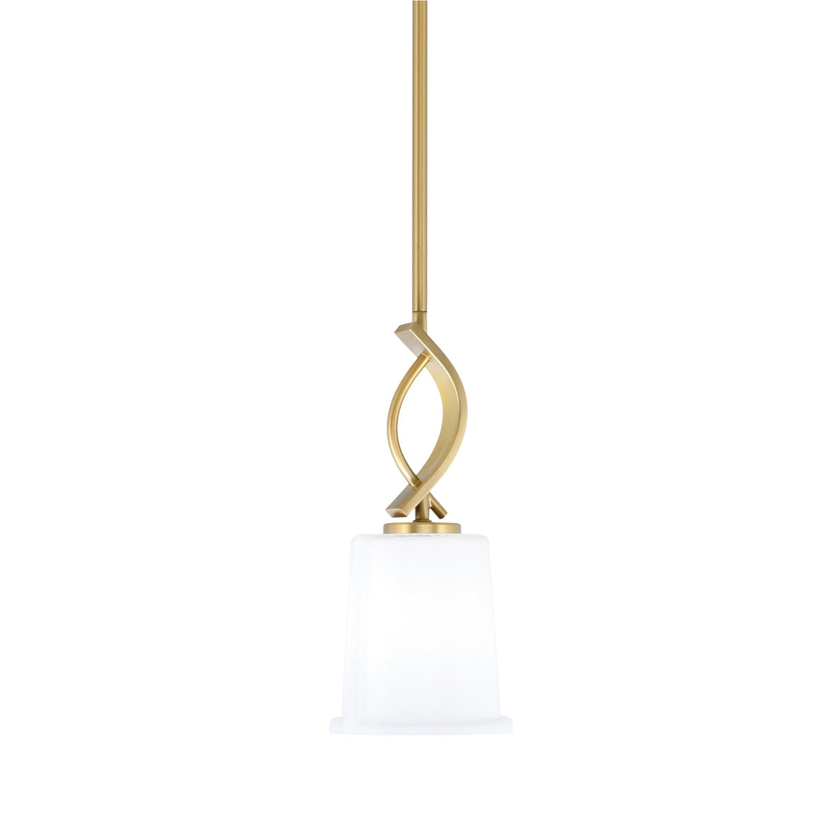 Toltec Cavella 5in 1-Light Mini Pendant | New Age Brass and White Opal Glass | Kitchen Island & Dining Room | 5 x 12.75 in | Model 3901-NAB-5031