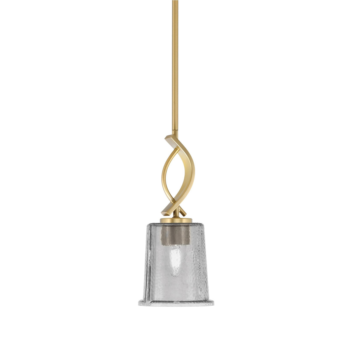 Toltec Cavella 5in 1-Light Mini Pendant | New Age Brass and Smoke Bubble Glass | Kitchen Island & Dining Room | 5 x 12.75 in | Model 3901-NAB-5032