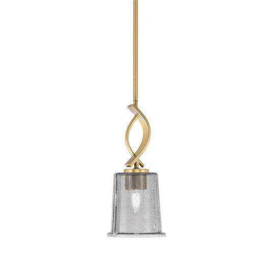 Toltec Cavella 5in 1-Light Mini Pendant | New Age Brass and Smoke Bubble Glass | Kitchen Island & Dining Room | 5 x 12.75 in | Model 3901-NAB-5032