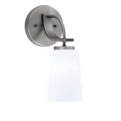 Toltec Cavella 5in 1-Light Wall Sconce | Modern Graphite and White Opal Glass | Bedroom & Hallway Accent Light | Model 3911-GP-261