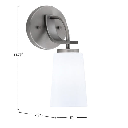 Toltec Cavella 5in 1-Light Wall Sconce | Modern Graphite and White Opal Glass | Bedroom & Hallway Accent Light | Model 3911-GP-261