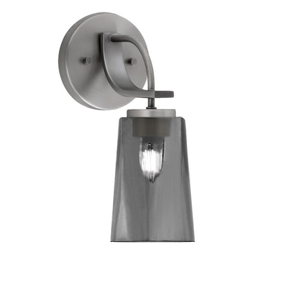 Toltec Cavella 5in 1-Light Wall Sconce | Modern Graphite and Smoke Bubble Glass | Bedroom & Hallway Accent Light | Model 3911-GP-262