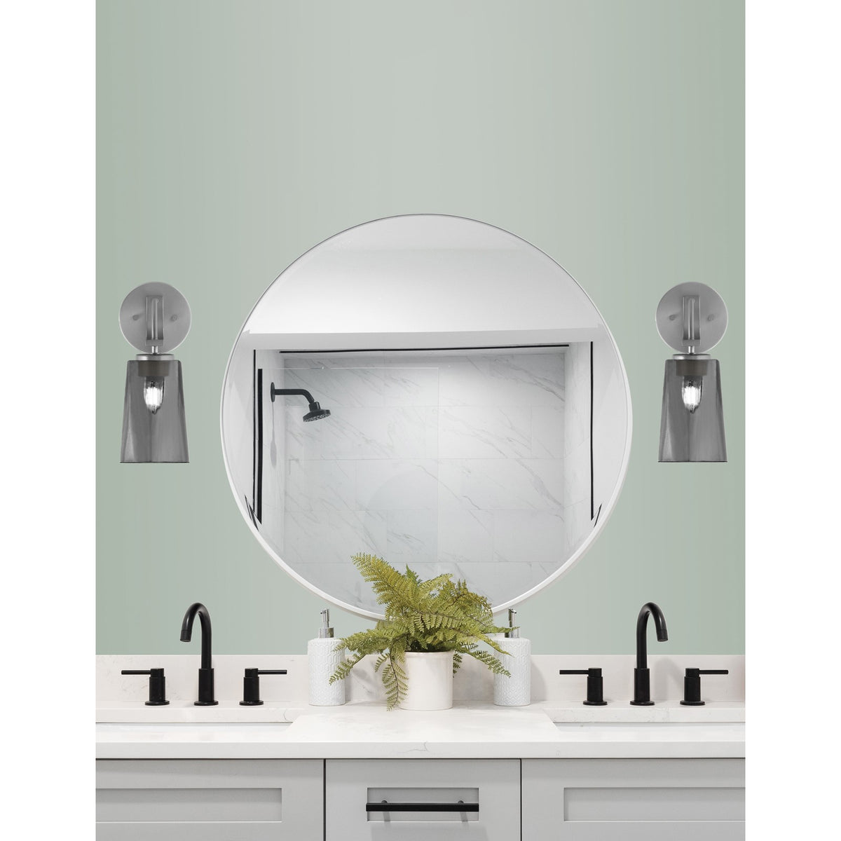 Toltec Cavella 5in 1-Light Wall Sconce | Modern Graphite and Smoke Bubble Glass | Bedroom & Hallway Accent Light | Model 3911-GP-262