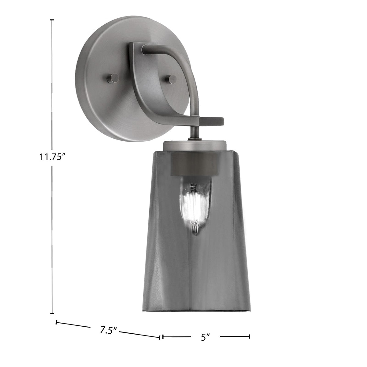 Toltec Cavella 5in 1-Light Wall Sconce | Modern Graphite and Smoke Bubble Glass | Bedroom & Hallway Accent Light | Model 3911-GP-262
