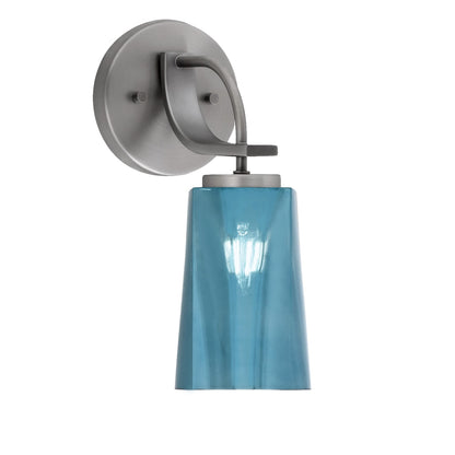 Toltec Cavella 1-Light Wall Sconce | Modern Graphite and Blue Gradient Glass | Bathroom & Hallway Vanity Light | Model 3911-GP-265