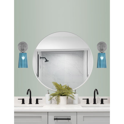 Toltec Cavella 1-Light Wall Sconce | Modern Graphite and Blue Gradient Glass | Bathroom & Hallway Vanity Light | Model 3911-GP-265
