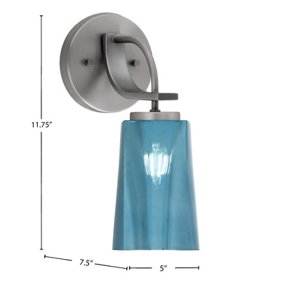 Toltec Cavella 1-Light Wall Sconce | Modern Graphite and Blue Gradient Glass | Bathroom & Hallway Vanity Light | Model 3911-GP-265