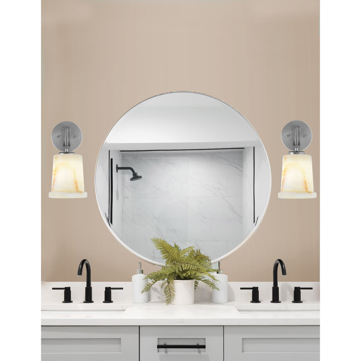 Toltec Cavella 11in 1-Light Wall Sconce | Modern Graphite and Natural Stone Glass | Bedroom & Hallway Accent Light | Model 3911-GP-4128