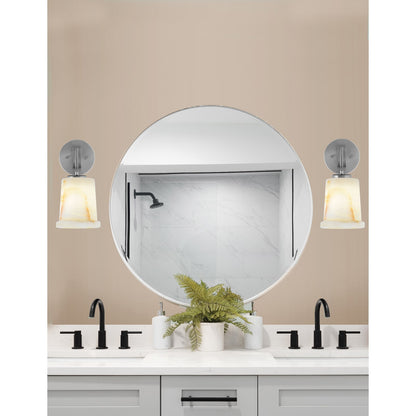 Toltec Cavella 11in 1-Light Wall Sconce | Modern Graphite and Natural Stone Glass | Bedroom & Hallway Accent Light | Model 3911-GP-4128