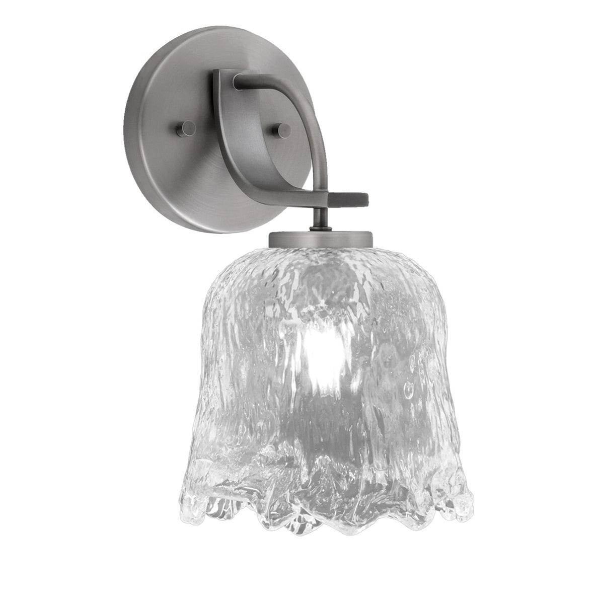Toltec Cavella 7in 1-Light Wall Sconce | Modern Graphite and Clear Lava Glass | Bathroom & Hallway | 7 x 8.75 x 11.25 in | Model 3911-GP-4230
