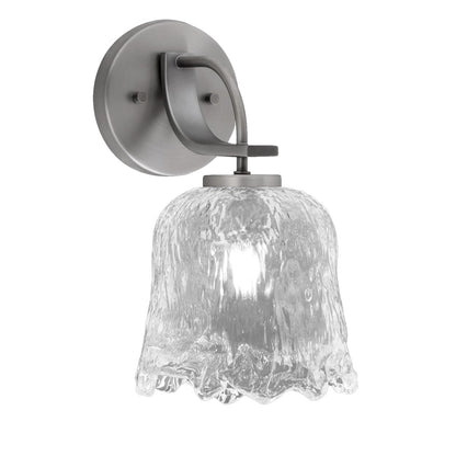 Toltec Cavella 7in 1-Light Wall Sconce | Modern Graphite and Clear Lava Glass | Bathroom & Hallway | 7 x 8.75 x 11.25 in | Model 3911-GP-4230