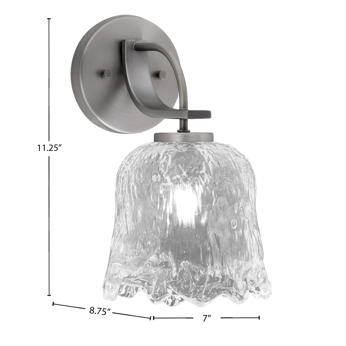 Toltec Cavella 7in 1-Light Wall Sconce | Modern Graphite and Clear Lava Glass | Bathroom & Hallway | 7 x 8.75 x 11.25 in | Model 3911-GP-4230