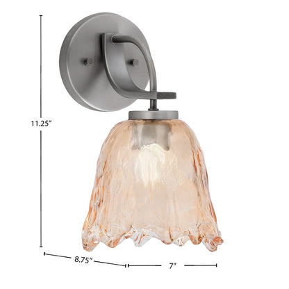 Toltec Cavella 7in 1-Light Wall Sconce | Modern Graphite and Amber Lava Glass | Bathroom & Hallway | 7 x 8.75 x 11.25 in | Model 3911-GP-4233