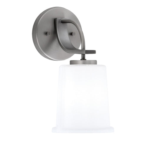 Toltec Cavella 1-Light Wall Sconce | Modern Graphite and White Opal Glass | Bathroom & Hallway Vanity Light | 5 x 7.75 x 11 in | Model 3911-GP-5031