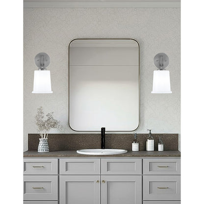 Toltec Cavella 1-Light Wall Sconce | Modern Graphite and White Opal Glass | Bathroom & Hallway Vanity Light | 5 x 7.75 x 11 in | Model 3911-GP-5031