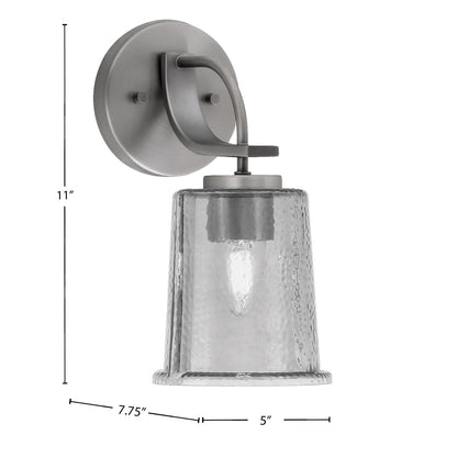 Toltec Cavella 1-Light Wall Sconce | Modern Graphite and Smoke Bubble Glass | Bathroom & Hallway Vanity Light | 5 x 7.75 x 11 in | Model 3911-GP-5032