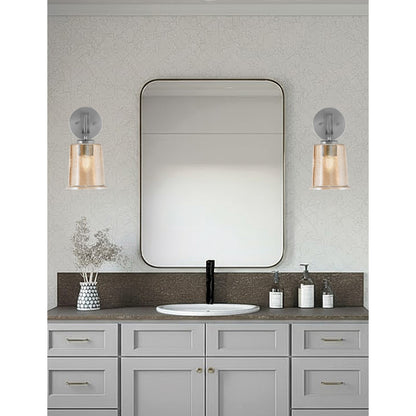 Toltec Cavella 5in 1-Light Wall Sconce | Modern Graphite and Amber Bubble Glass | Bathroom & Hallway | 5 x 7.75 x 11 in | Model 3911-GP-5033