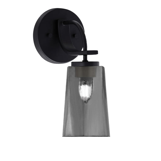 Toltec Cavella 11in 1-Light Wall Sconce | Modern Matte Black and Smoke Bubble Glass | Bedroom & Hallway Accent Light | Model 3911-MB-262