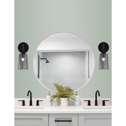 Toltec Cavella 11in 1-Light Wall Sconce | Modern Matte Black and Smoke Bubble Glass | Bedroom & Hallway Accent Light | Model 3911-MB-262