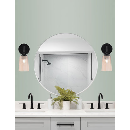 Toltec Cavella 11in 1-Light Wall Sconce | Modern Matte Black and Amber Gradient Glass | Bedroom & Hallway Accent Light | Model 3911-MB-263