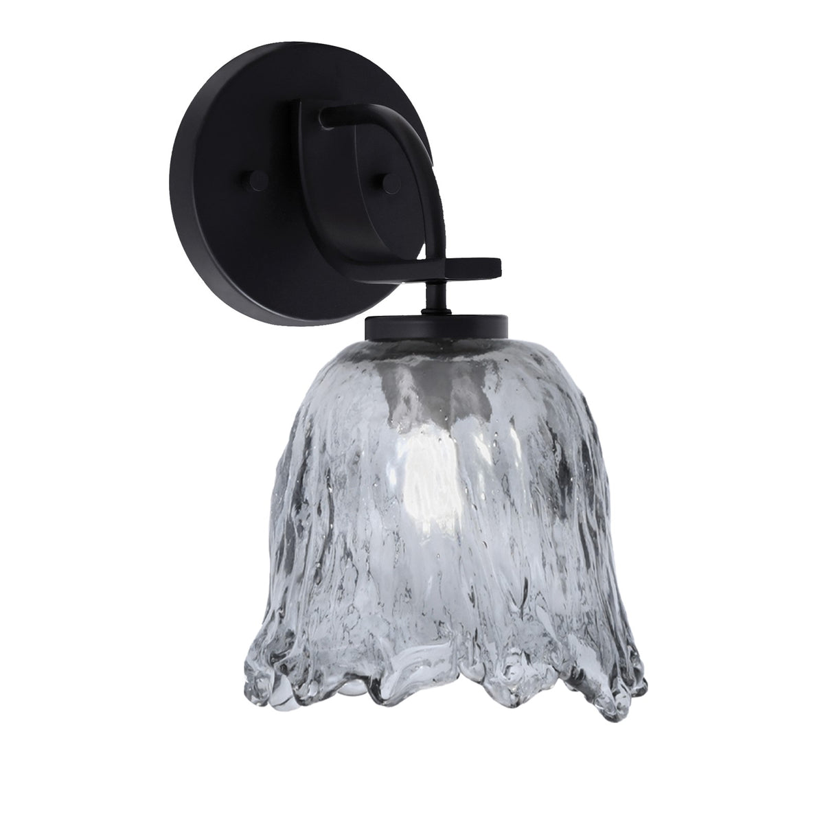 Toltec Cavella 7in 1-Light Wall Sconce | Modern Matte Black and Smoke Lava Glass | Bathroom & Hallway Accent Light | Model 3911-MB-4232