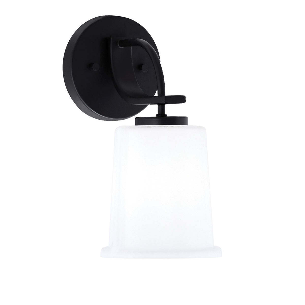 Toltec Cavella 1-Light Wall Sconce | Modern Matte Black and White Opal Glass | Bathroom & Hallway | 5 x 7.75 x 11 in | Model 3911-MB-5031