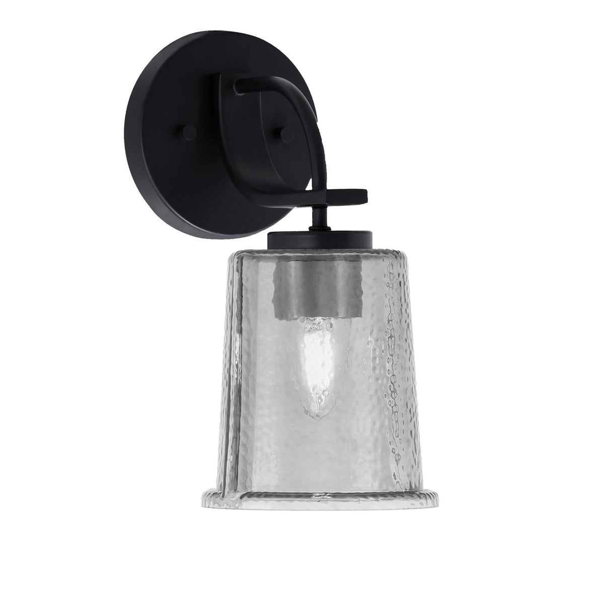 Toltec Cavella 1-Light Wall Sconce | Modern Matte Black and Smoke Bubble Glass | Bathroom & Hallway | 5 x 7.75 x 11 in | Model 3911-MB-5032