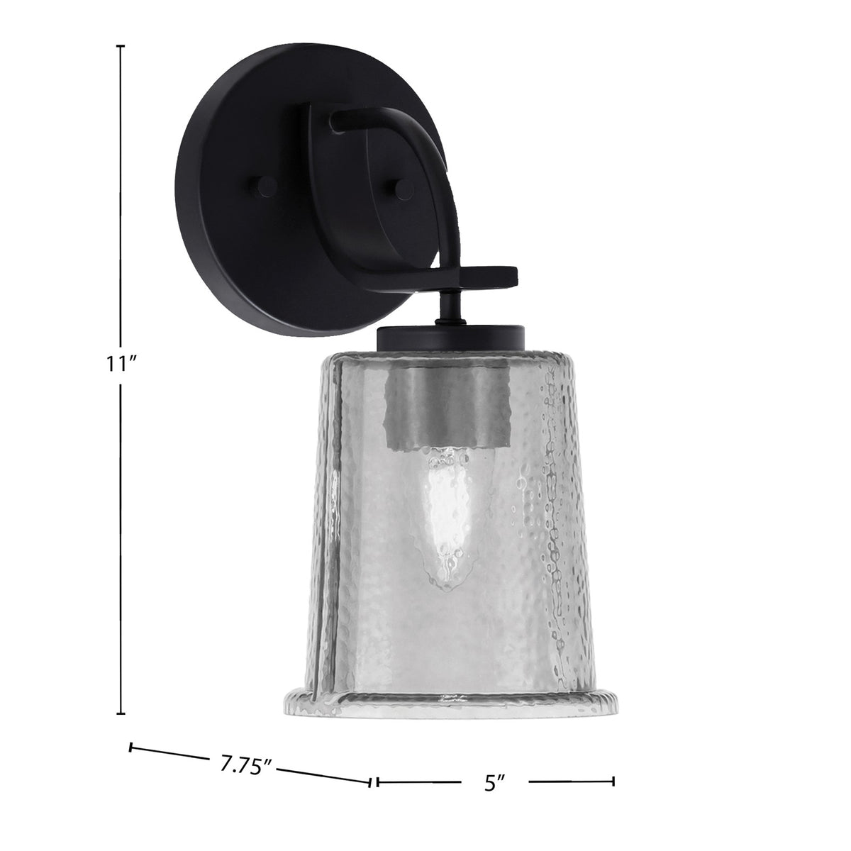 Toltec Cavella 1-Light Wall Sconce | Modern Matte Black and Smoke Bubble Glass | Bathroom & Hallway | 5 x 7.75 x 11 in | Model 3911-MB-5032