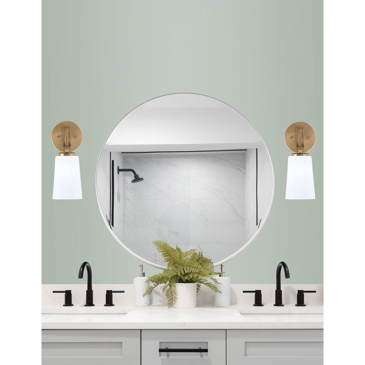 Toltec Cavella 5in 1-Light Wall Sconce | Modern New Age Brass and White Opal Glass | Bedroom & Hallway Accent Light | Model 3911-NAB-261