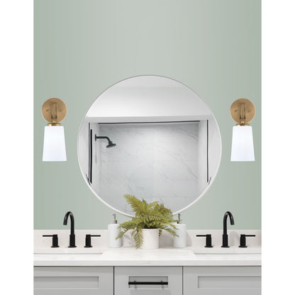 Toltec Cavella 5in 1-Light Wall Sconce | Modern New Age Brass and White Opal Glass | Bedroom & Hallway Accent Light | Model 3911-NAB-261