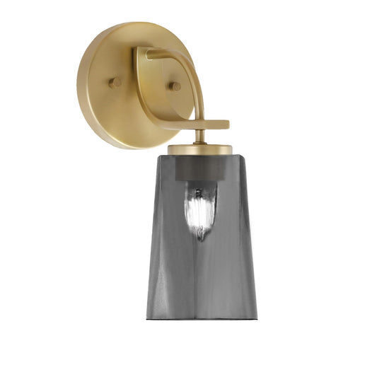 Toltec Cavella 5in 1-Light Wall Sconce | Modern New Age Brass and Smoke Bubble Glass | Bedroom & Hallway Accent Light | Model 3911-NAB-262