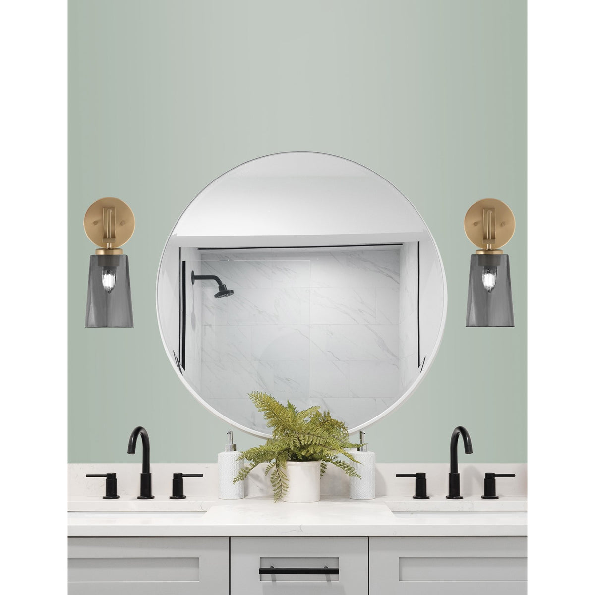 Toltec Cavella 5in 1-Light Wall Sconce | Modern New Age Brass and Smoke Bubble Glass | Bedroom & Hallway Accent Light | Model 3911-NAB-262