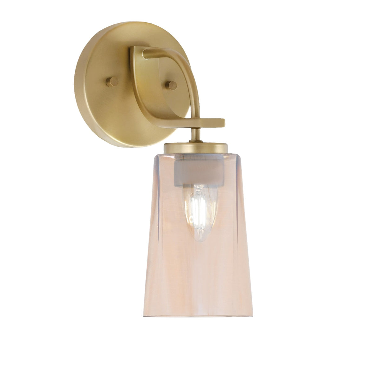 Toltec Cavella 5in 1-Light Wall Sconce | Modern New Age Brass and Amber Gradient Glass | Bedroom & Hallway Accent Light | Model 3911-NAB-263