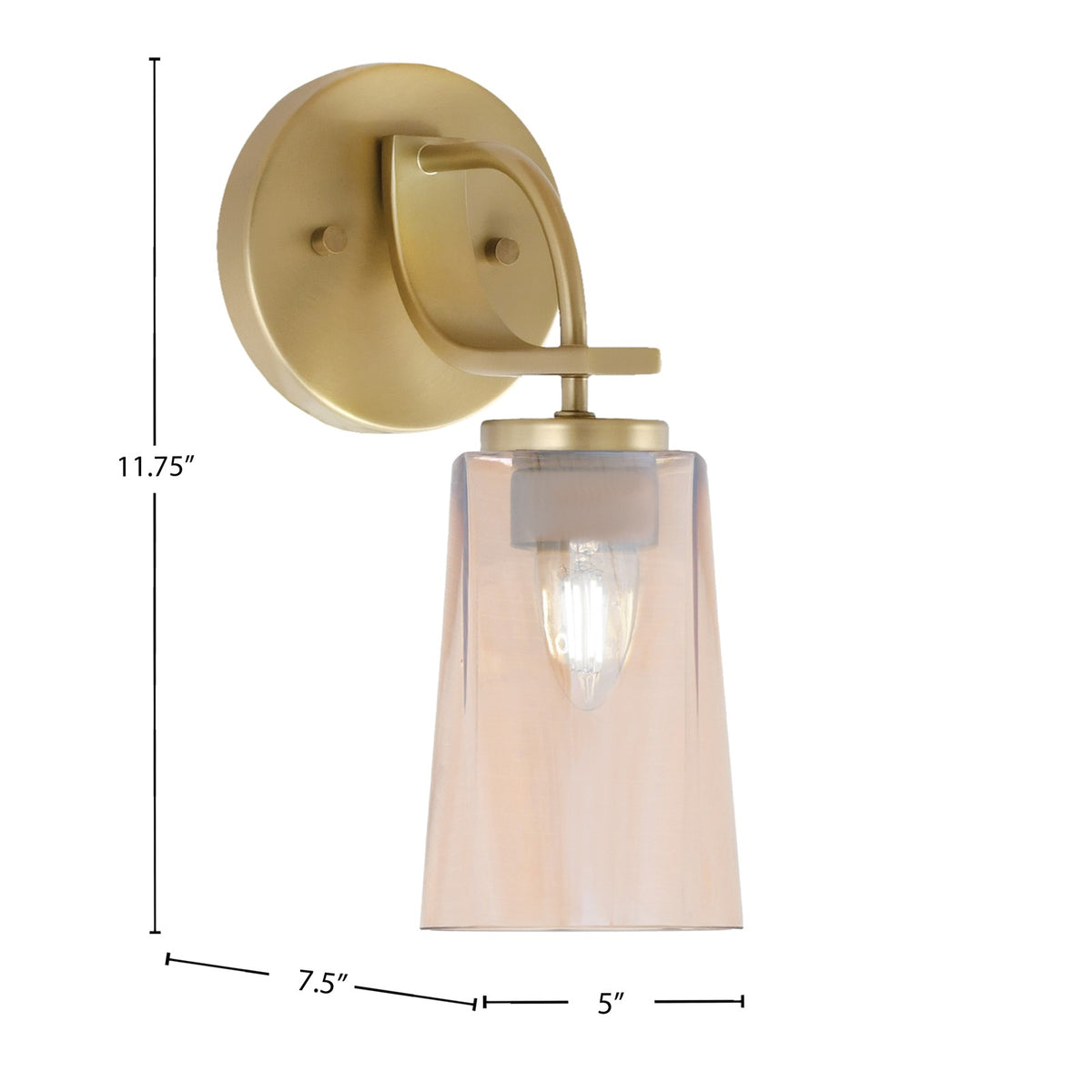 Toltec Cavella 5in 1-Light Wall Sconce | Modern New Age Brass and Amber Gradient Glass | Bedroom & Hallway Accent Light | Model 3911-NAB-263