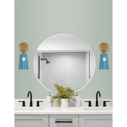 Toltec Cavella 5in 1-Light Wall Sconce | Modern New Age Brass and Blue Gradient Glass | Bedroom & Hallway Accent Light | Model 3911-NAB-265
