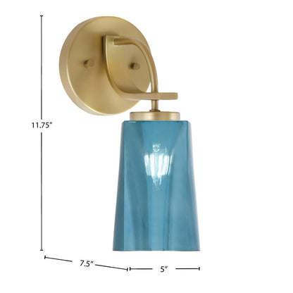 Toltec Cavella 5in 1-Light Wall Sconce | Modern New Age Brass and Blue Gradient Glass | Bedroom & Hallway Accent Light | Model 3911-NAB-265