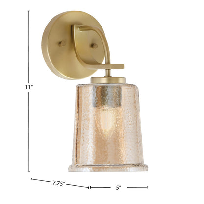 Toltec Cavella 11in 1-Light Wall Sconce | New Age Brass and Amber Bubble Glass | Bathroom & Hallway | 5 x 7.75 x 11 in | Model 3911-NAB-5033