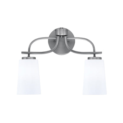 Toltec Cavella 2-Light Bath Bar | Modern Graphite Steel and White Opal Glass | Bathroom & Powder Room Vanity Light | 7 x 12.5 in | Model 3912-GP-261