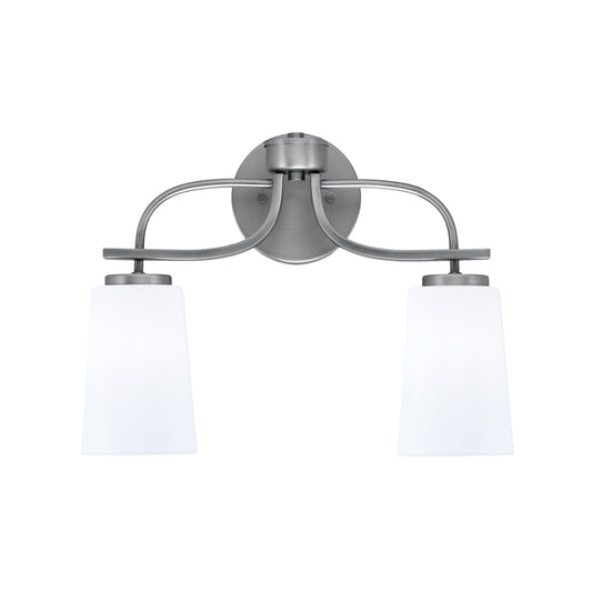 Toltec Cavella 2-Light Bath Bar | Modern Graphite Steel and White Opal Glass | Bathroom & Powder Room Vanity Light | 7 x 12.5 in | Model 3912-GP-261