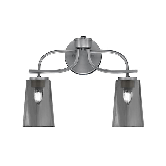 Toltec Cavella 2-Light Bath Bar | Modern Graphite Steel and Smoke Bubble Glass | Bathroom & Powder Room Vanity Light | 7 x 12.5 in | Model 3912-GP-262