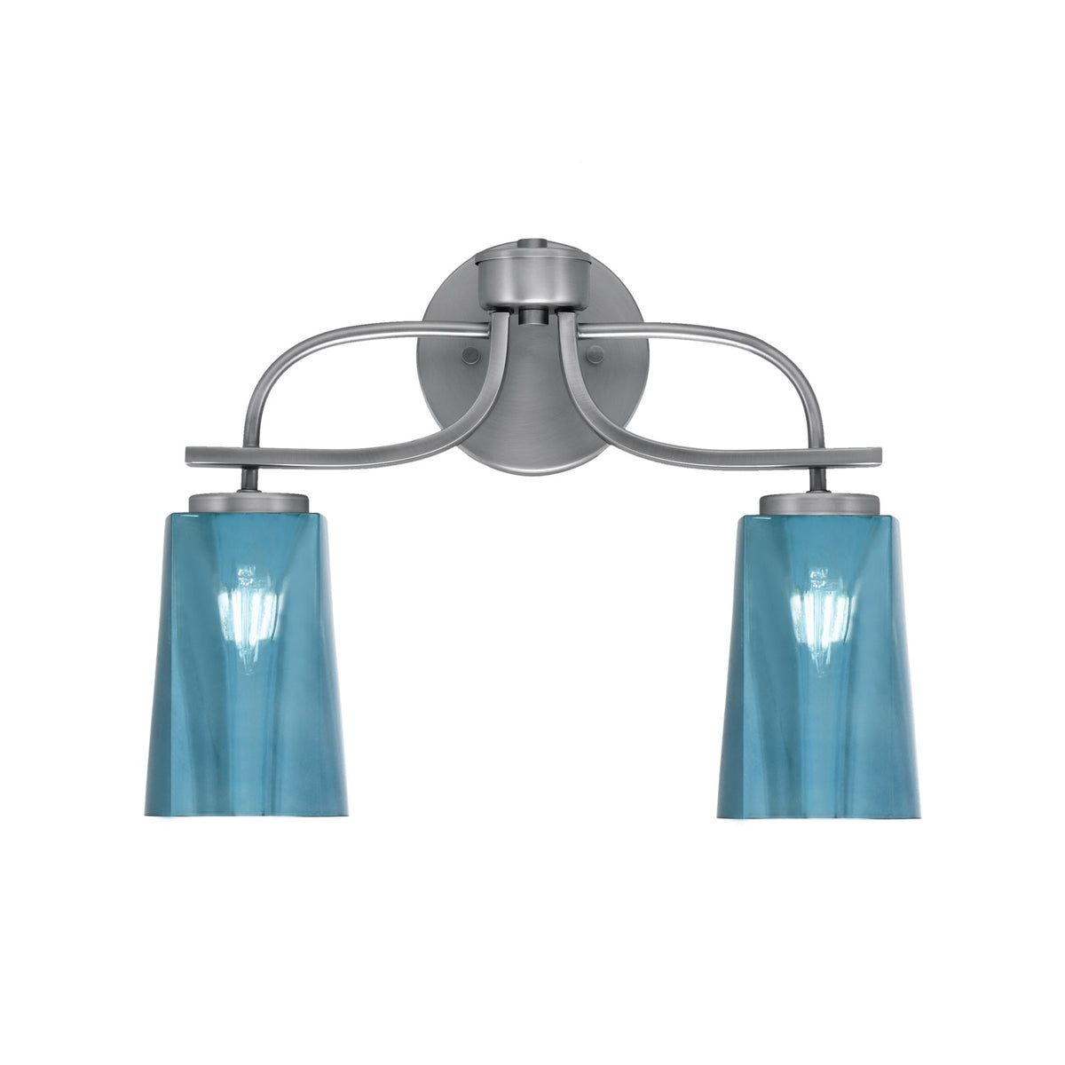 Toltec Cavella 2-Light Bath Bar | Modern Graphite Steel and Blue Gradient Glass | Bathroom & Powder Room Vanity Light | 7 x 12.5 in | Model 3912-GP-265