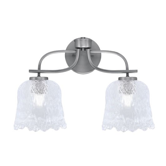 Toltec Cavella 2-Light Bath Bar | Graphite Finish and Clear Lava Glass | Bathroom Vanity | 8.5 x 12.5 in | Model 3912-GP-4230