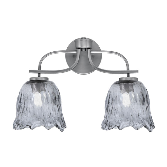 Toltec Cavella 12.5in 2-Light Bath Bar | Modern Graphite Steel and Smoke Lava Glass | Bathroom Vanity Light | 8.5 x 12.5 in | Model 3912-GP-4232