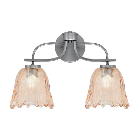 Toltec Cavella 12.5in 2-Light Bath Bar | Modern Graphite Steel and Amber Lava Glass | Bathroom Vanity Light | 8.5 x 12.5 in | Model 3912-GP-4233