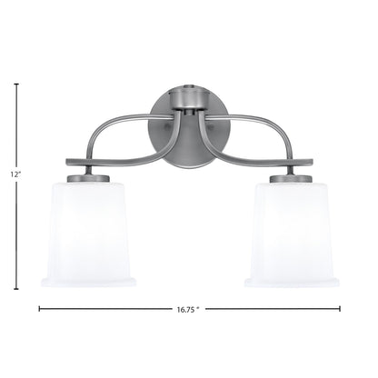 Toltec Cavella 2-Light Bath Bar | Graphite Finish and White Opal Glass | Bathroom Vanity | 7.25 x 12 in | Model 3912-GP-5031
