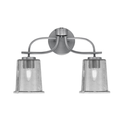 Toltec Cavella 2-Light Bath Bar | Graphite Finish and Smoke Bubble Glass | Bathroom Vanity | 7.25 x 12 in | Model 3912-GP-5032