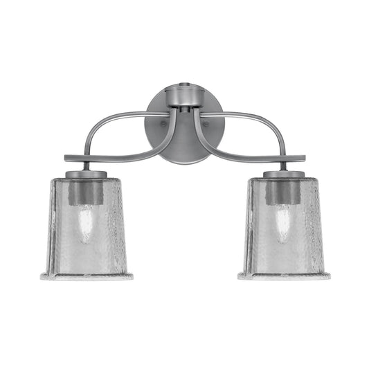 Toltec Cavella 2-Light Bath Bar | Graphite Finish and Smoke Bubble Glass | Bathroom Vanity | 7.25 x 12 in | Model 3912-GP-5032