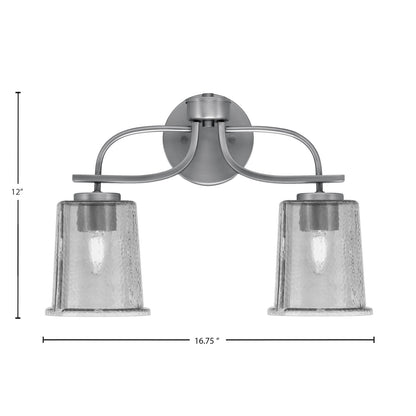 Toltec Cavella 2-Light Bath Bar | Graphite Finish and Smoke Bubble Glass | Bathroom Vanity | 7.25 x 12 in | Model 3912-GP-5032